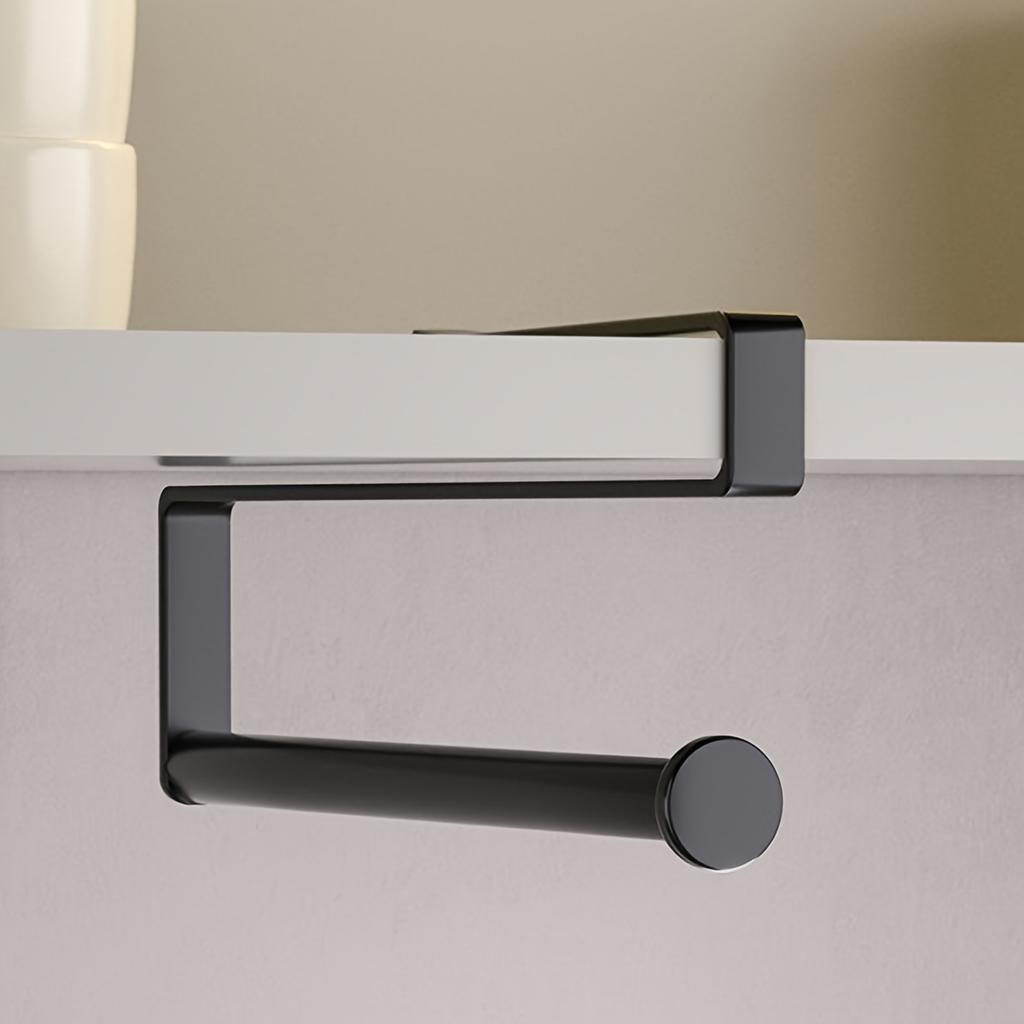 1Pc Non-Perforated Hanging Storage Rack, Iron Made Flush Mount Paper Towel Holder for Kitchen