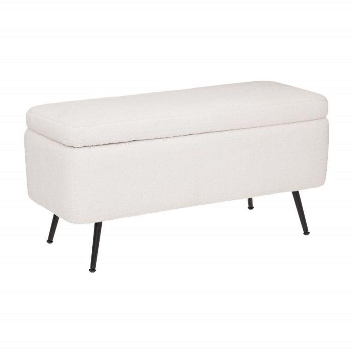 Banc Déco coffre "Aurora" bois &amp; métal Blanc Atmosphera