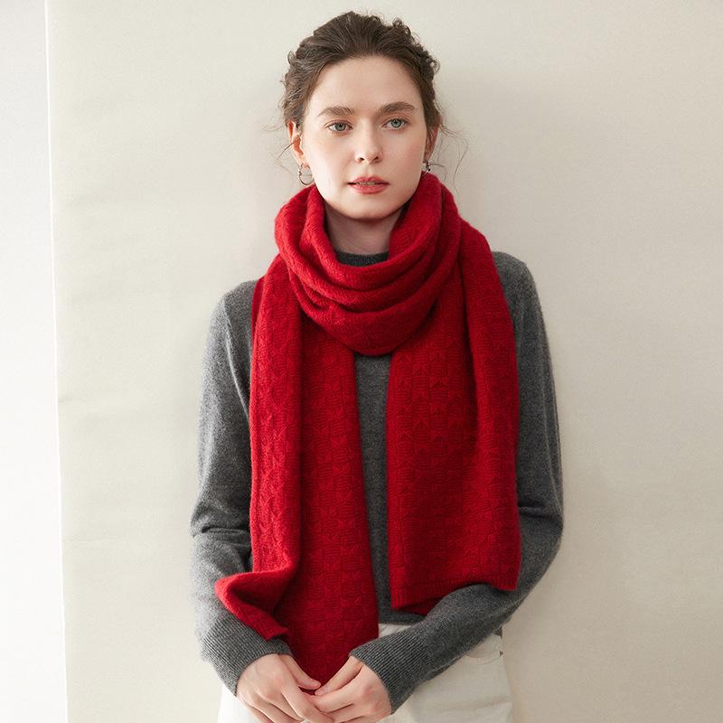 Women's 100% Pure Cashmere Scarf - Warm, Versatile, Solid Color Knit for Autumn & Winter