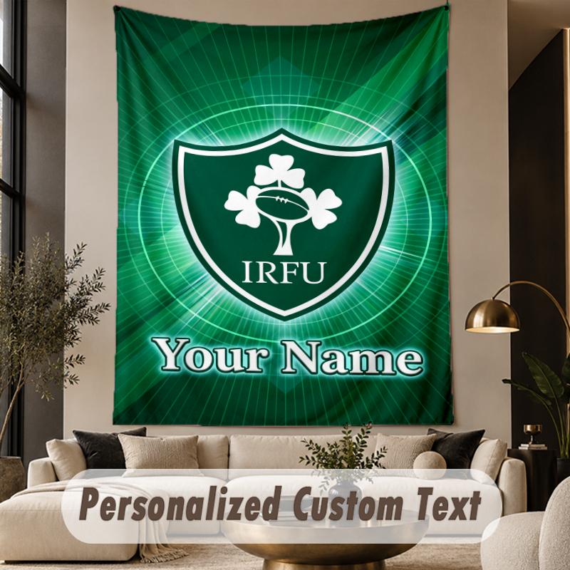 Custom Text Tapestry Ireland Rugby Print Wall Tapestry Indoor Living Room Wall Decor