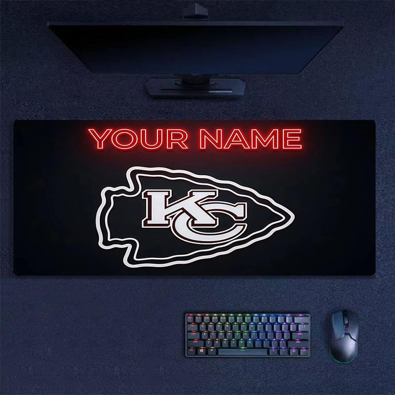 Custom Name,Kansas City Chiefs Mouse Pad, Large Gaming Desk Mat, Non-slip XXL Mousepad for Laptop & Tablet, Mini PC Playmat with Stitched Edges