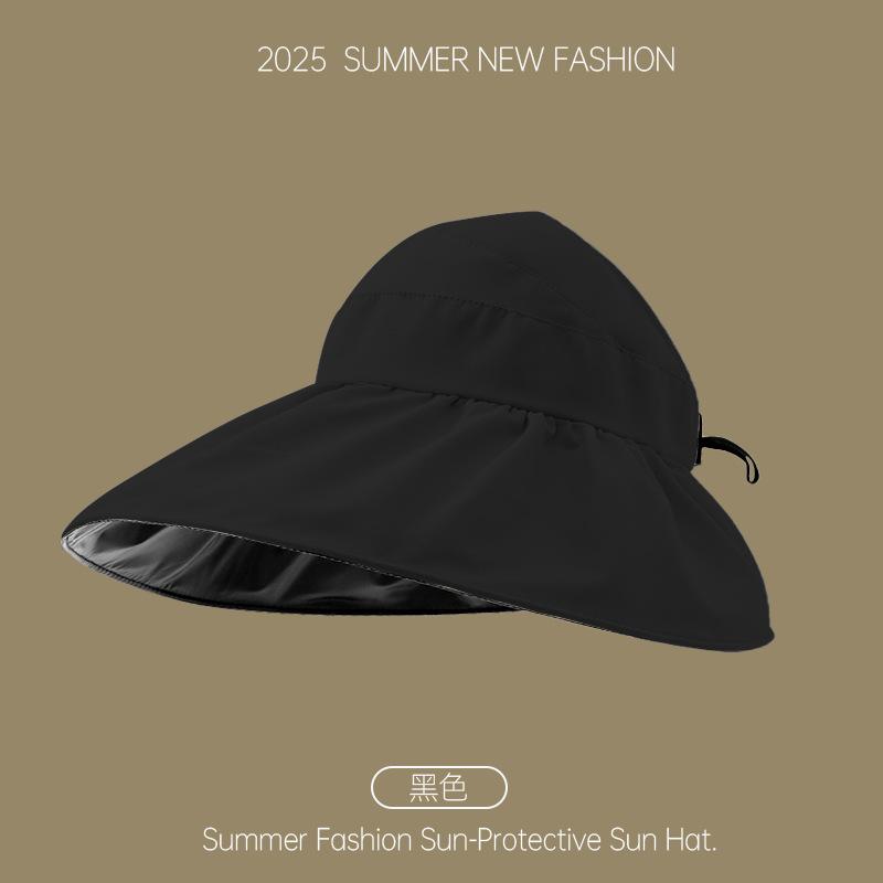Sunscreen Hat for Women, Foldable, Face Covering, Summer Sunshade, Beach Big Edge, Ponytail, Empty Top Sun Hat