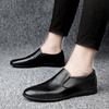 Men Casual Shoes Men's Genuine Leather Fashionable Breathable Peas Shoes Trend Black All-match Wear-resistant Flat Shoes