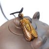 Natural Tiger Eye Stone Gold Jade Cicada Pendant Necklace