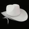Vintage Fedora Hat Women Men Felt Ladies Cowboy Hats Party Rhinestone Decor Western Style Top Bonnet Men's Cosplay Hat