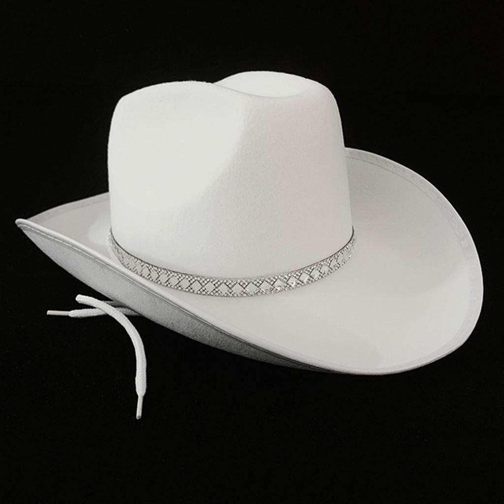 Vintage Fedora Hat Women Men Felt Ladies Cowboy Hats Party Rhinestone Decor Western Style Top Bonnet Men's Cosplay Hat