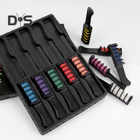 10 Colors Hair Dye Comb Washable Temporary Hair Chalk Kids Adults Disposable Hair Color Powder Applicator Brush Christmas Halloween Cosplay Makeup