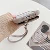 For iPhone 16 Pro Case Card Slots Kickstand PU Leather+PET Phone Cover with Wrist Strap