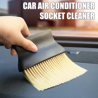 Lot de 2 brosses de dépoussiérage efficaces à poils doux pour voiture, outil de nettoyage de sortie de climatisation, collecteur de poussière multifonctionnel, nettoyeur d'angle mort pour
