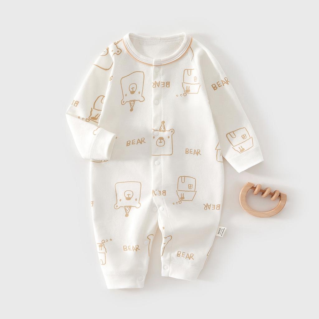 Newborn Baby Cotton Romper, Long Sleeve Infant One Piece Pajamas, Soft Spring Autumn Jumpsuit Crawling Suit