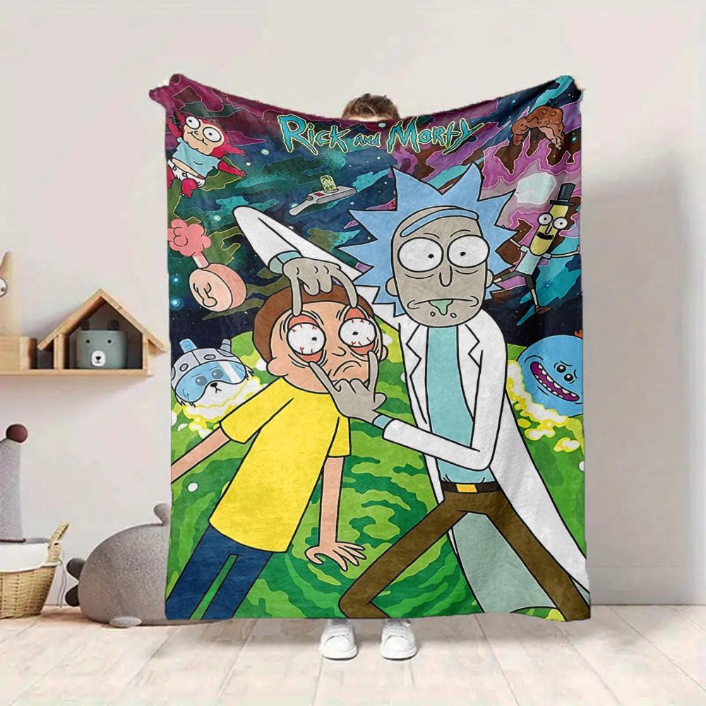 1pc Rick and Morty Blanket Lightweight Flannel Throw For Sofa, Bed, Travel, Livingroom, Office, Couch, Chair, And Bed