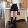 2024 Women's High-Waisted Woolen Shorts: A-Line, Slimming, Thickened, Black Casual Pants for Autumn & Winter Wear