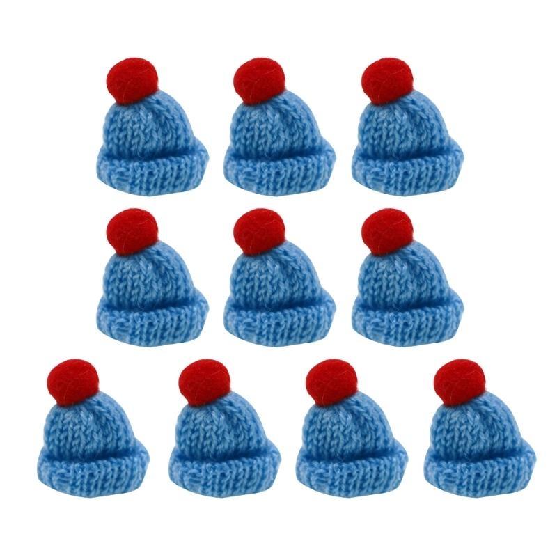 Bundle of 10 Mini Knitted Hats Clothing Accessories DIY Decorative Crafts House