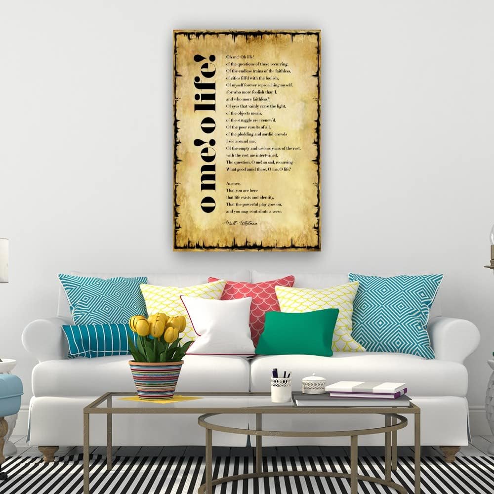 O Me! O Life! Poem Wall Art Walt Whitman Quotes Posters for Home Artwork for Kitchen Painting Prints on Canvas Decorations Printing Pictures Giclee