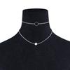 Simple geometric stacked metal iron chain, sweet cool wind collarbone chain, niche design imitation pearl necklace