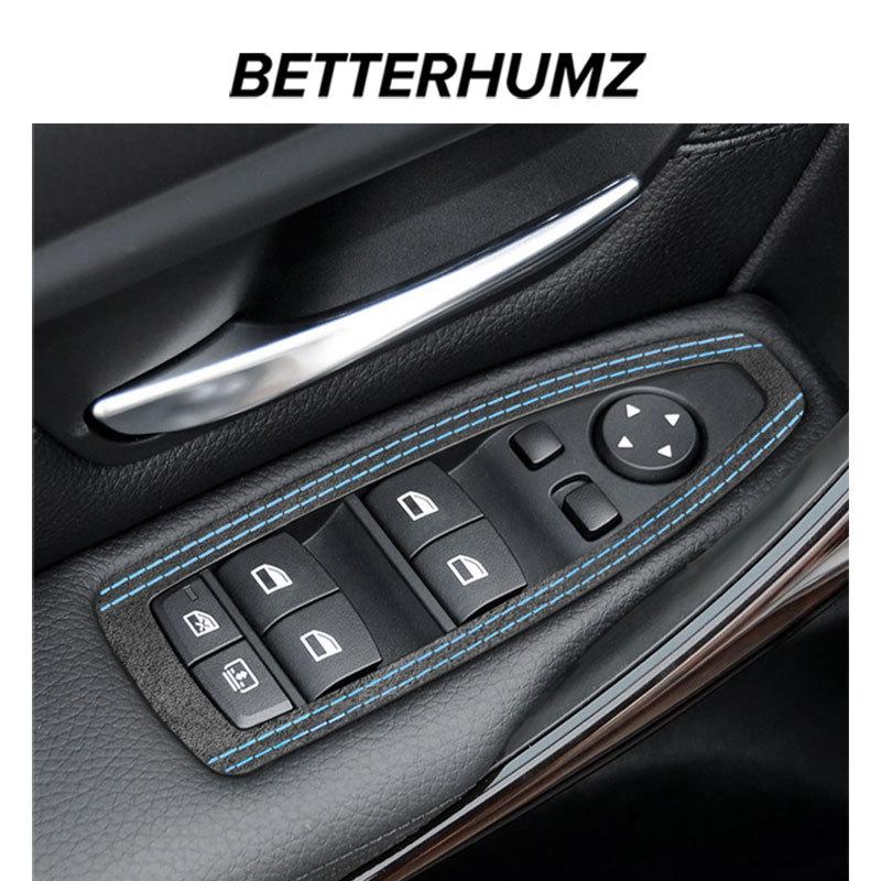 For BMW X1 F48 F20 F30 F30 F34 Made of Alcantara Window Switch Lift Panel Trim Performance 4pcs Sticker Car Interior Accessories