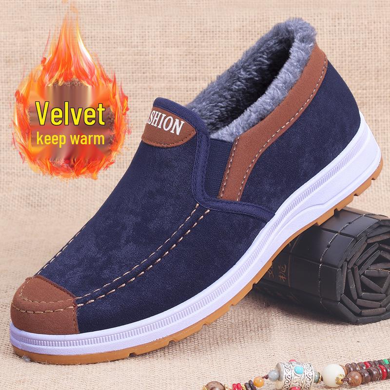 Men's Extra-Large Winter Cotton Shoes - Old Beijing Style, Warm for the Elderly