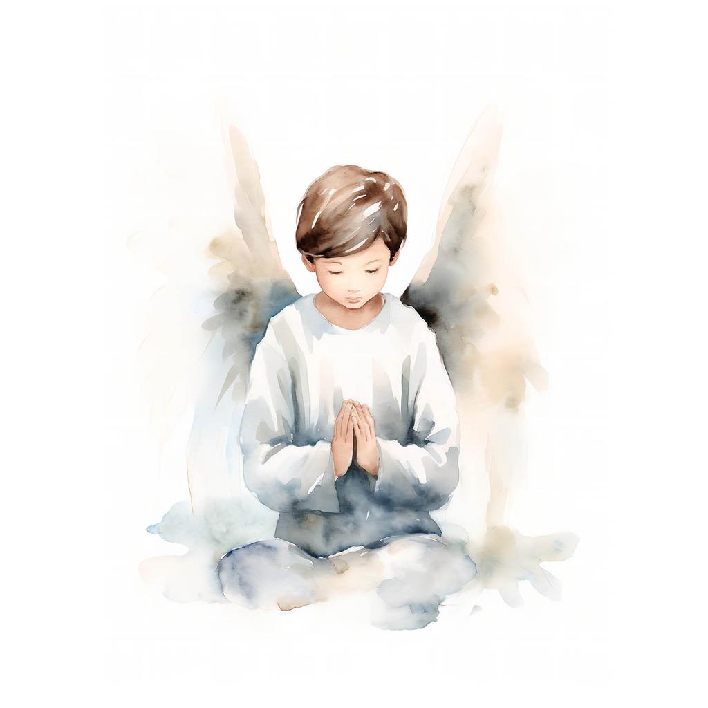 Angelic Prayer of a Boy Angelic Prayer of a Boy, 40X50 Cm, Gold Aluminum Frame, 230 Gsm Matte Paper