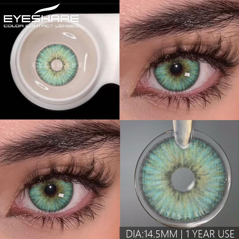 Eyeshare 1pair Blue Color Contact Lenses for Eyes Blue Colorcon Lenses Cosmetics Green Colored Lenses Cosmetic Eye Lens Yearly Use
