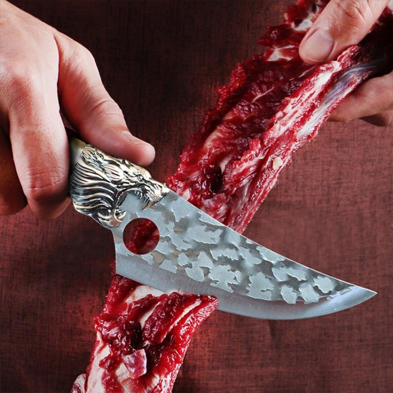 Stainless Steel Butcher's Boning Knife Meat Cleaver Kitchen Knife Vegetable and Fruit Slicing Knife with Cover
