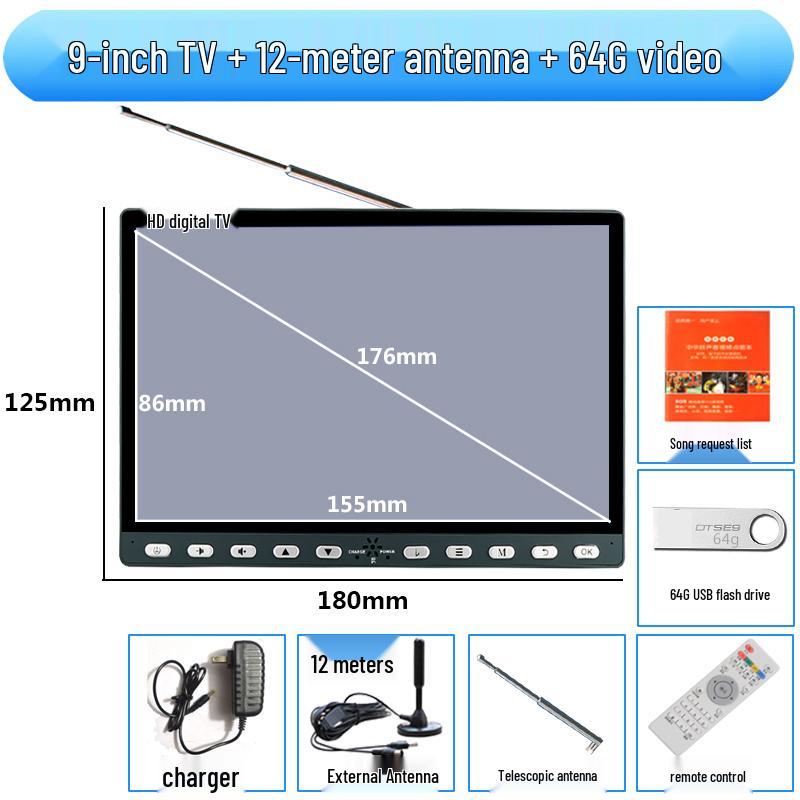 Compact Wireless Digital TV with WiFi and Terrestrial Signal for Seniors - Perfect for Watching Shows, Singing, and Square Dancing