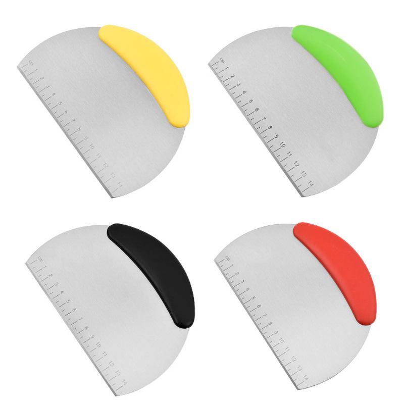 Stainless Steel Beveled Rice Noodle and Cream Scraper with Scale - Multi-Purpose Baking Cutter.