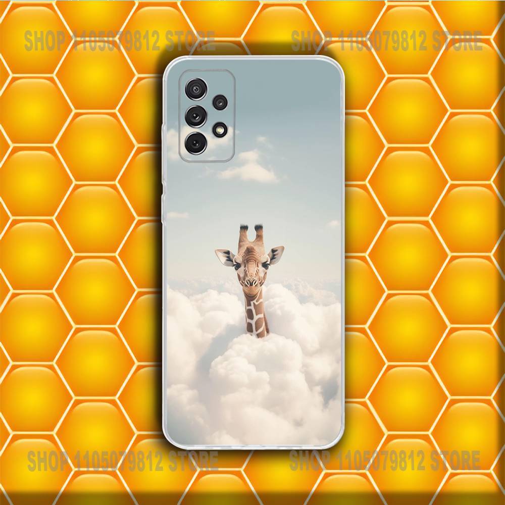 Phone Case Silicone For Samsung S30,23,21,22,20 FE lite,S10,9,PIus Note20ultra Striped Background Giraffe Soft Transparent