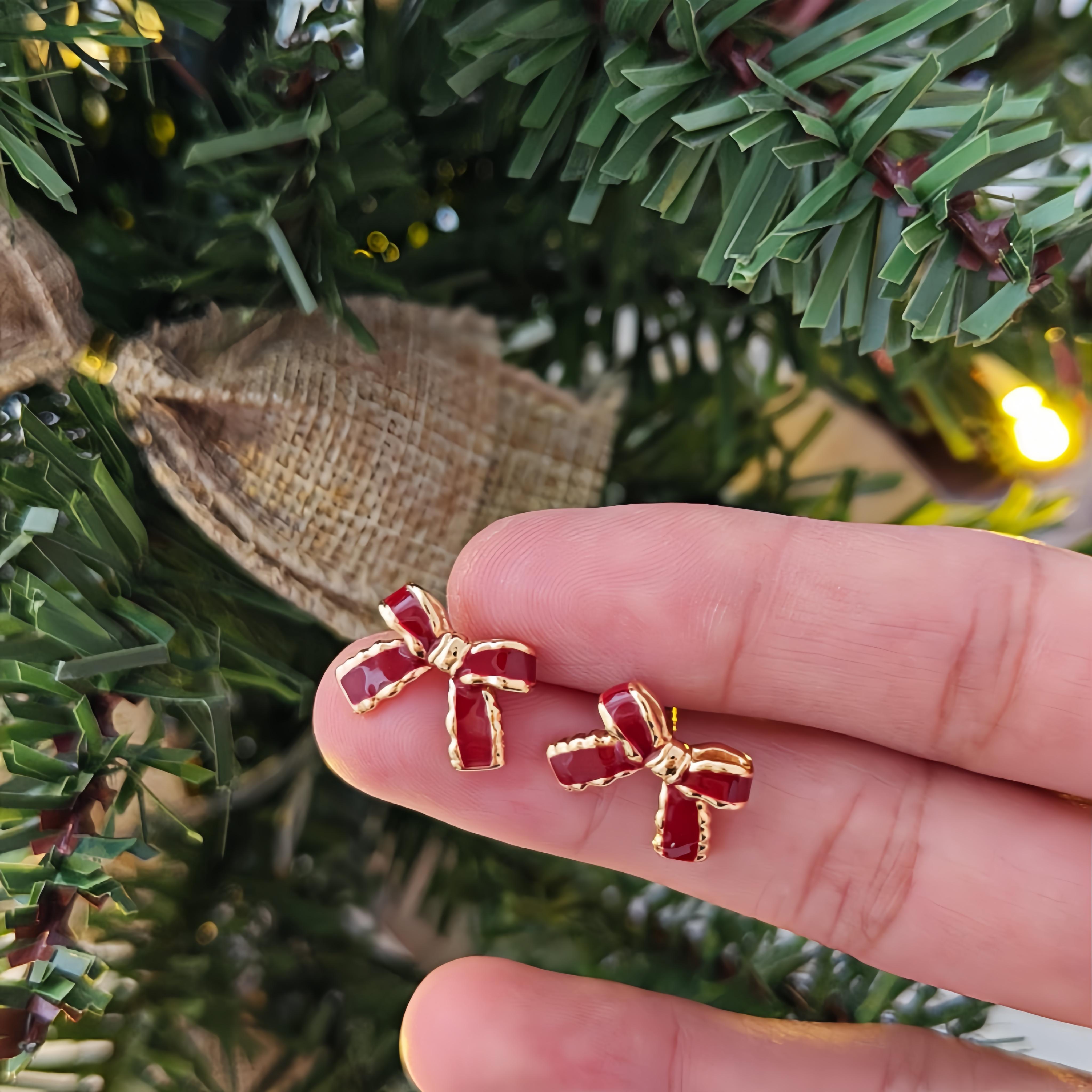 

New Sterling Silver Gold Plated Drip Glaze Red Earrings