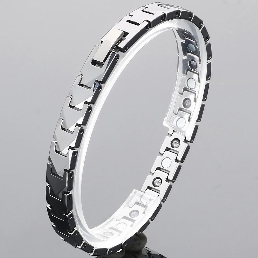 Pánský zdravotní náramek Silný magnetický a Germaniový kámen Kulky Styl Wolframová ocel Článkový řetízek Náramky pro muže Šperky Žena