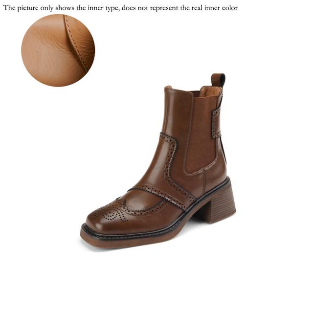 Fashion Winter Women Shoes Chelsea Women Boots Round Toe Chunky Heel Boots Platform Boots Retro Bullock Ankle Boots