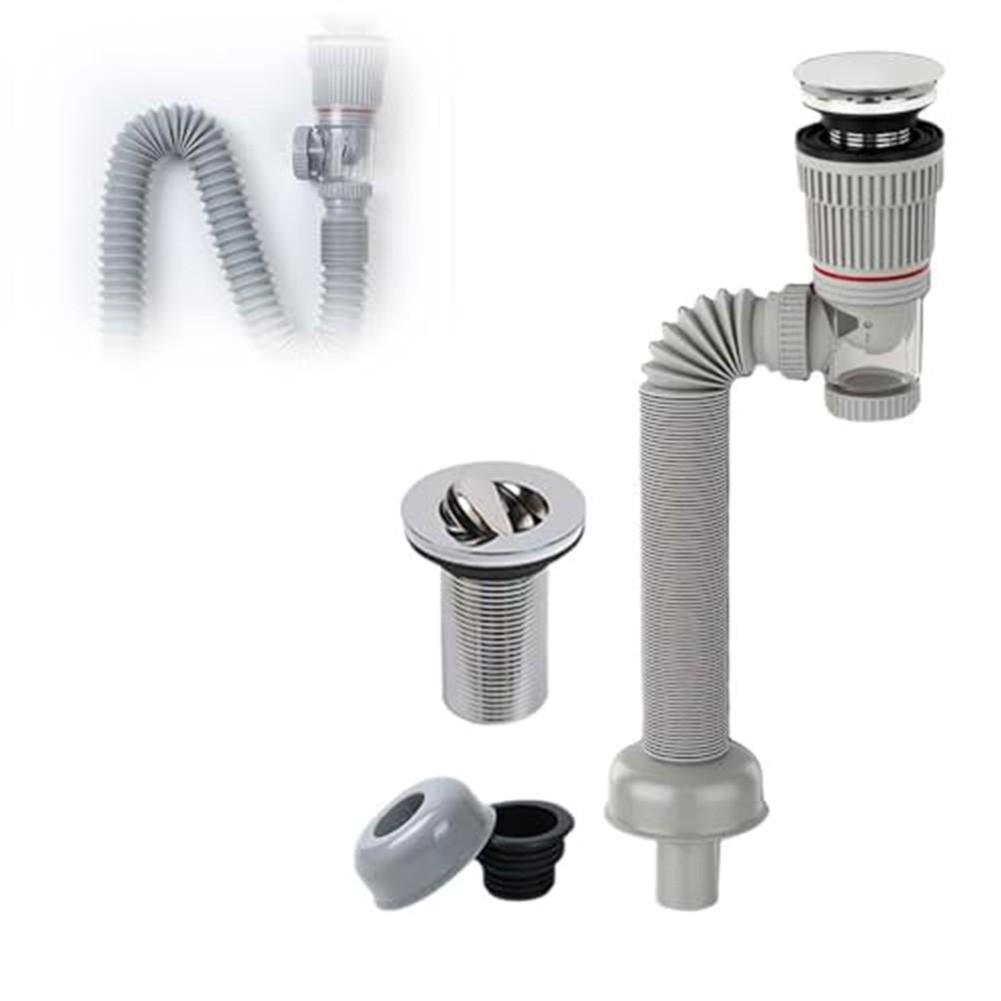 Bathroom Sink Drain Kit Flexible Drain Pipe Compatible With 1-14 And 1-12