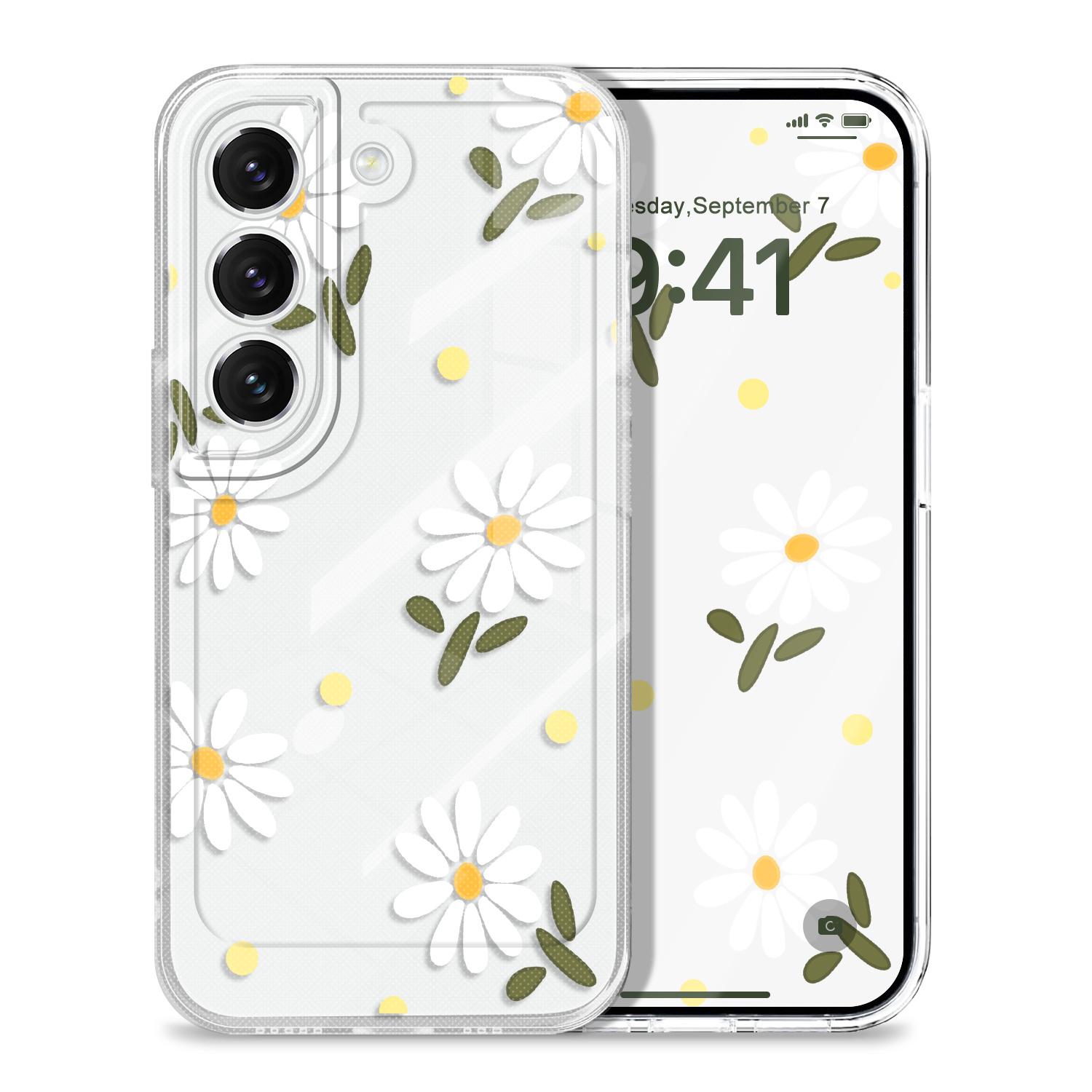 

Graceful Daisies Transparent Phone Case For Samsung Galaxy S22 S21 S20 FE Plus Ultra Soft TPU Cover Galaxy S21 Ultra