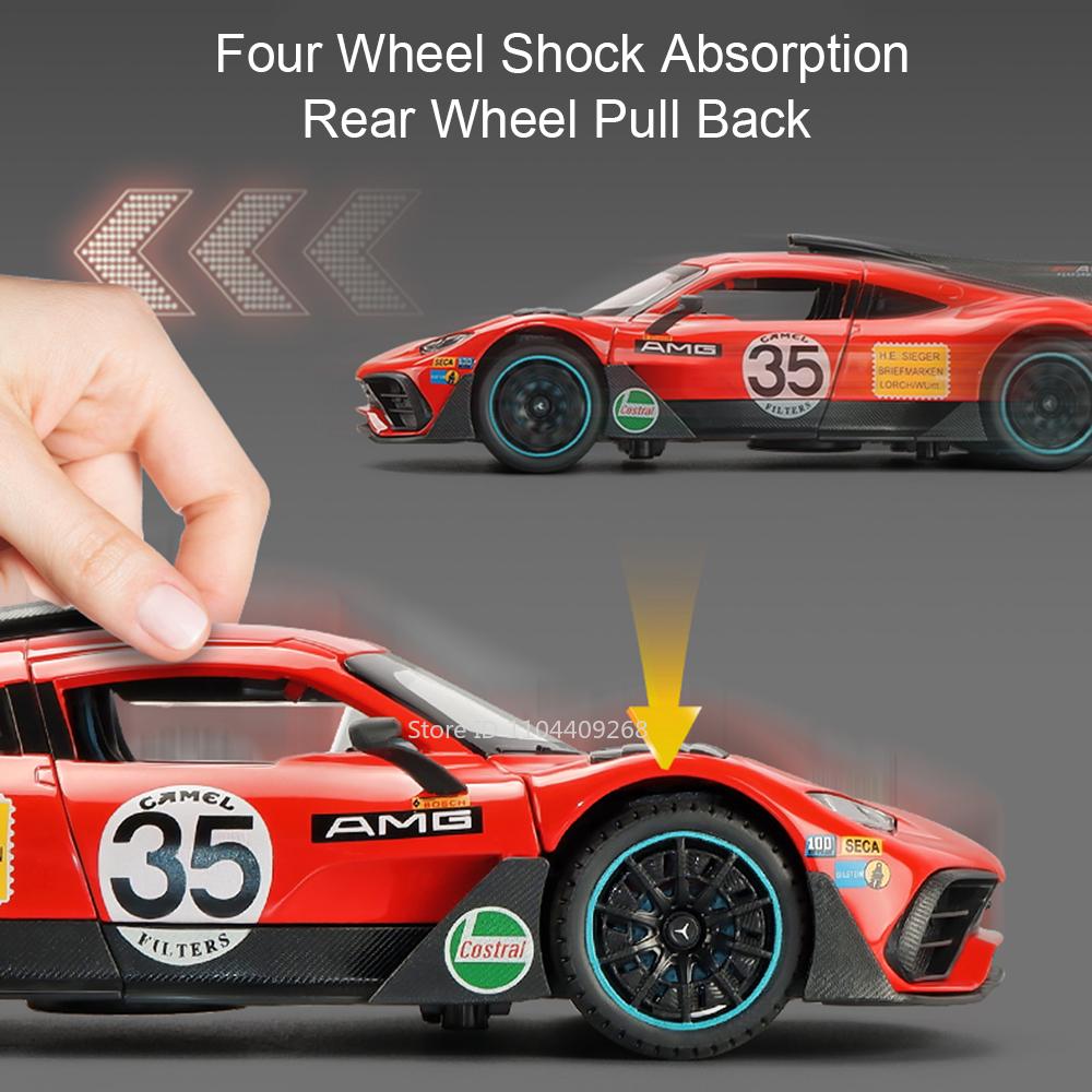 1:24 Scale ONE 300SL Sports Car Toy Model Pull Back Sound Light Shock Absorption Simulation Supercar Models Kids Presents