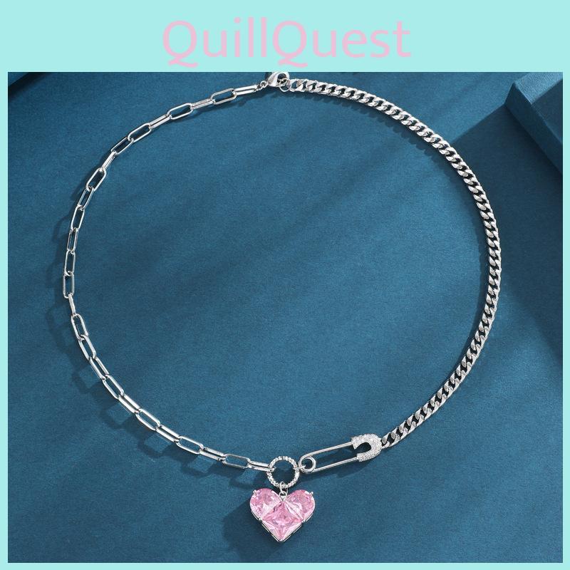 Elegant 2024 New Trendy Heart-shaped Necklace For Women With Mixed Gemstone Accents