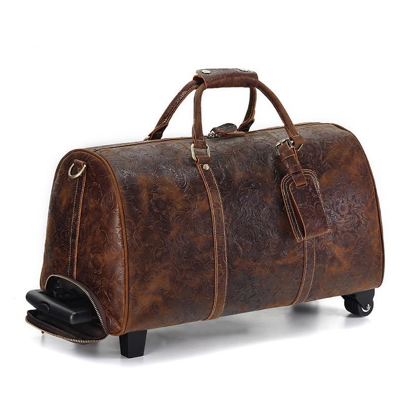 

Vintage Style Crazy Horse Leather Large Suitcase: Genuine Leather Travel Bag for Business and Leisure