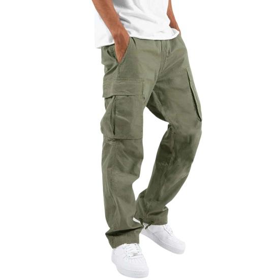 Men Casual Cargo Pants Multi-Pocket Baggy Trousers Loose Fit Straight Leg Joggers Pants for Street Gym Running Hiking