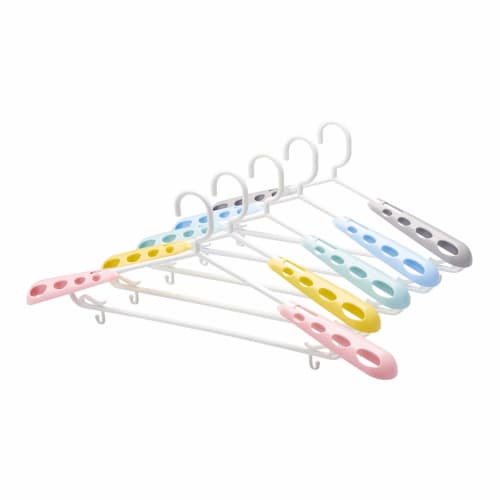 KOKUBO Laundry Hanger, Sliding Hanger (5-Color Set / Non-Slip with Shoulder Pads / Stretchable / Made In Japan) Stylish Clothes Drying Hanger (Prevent