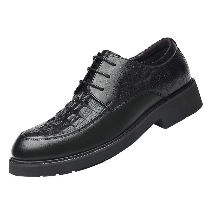 The First Layer of Cowhide Heightening Leather Shoes Men's Height Increase Within 8cm Men's Business Dress Leather Shoes British Breathable Wedding M