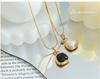 Elegant Black & White Faux Pearl Pendant Necklace for Women with Gold-Plated Titanium Steel Snake Chain