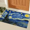 Van Gogh Sternennacht Ölmalerei Stil Fußmatte, Vintage Künstlerische Atmosphäre Design, Polyesterfasern