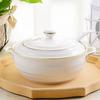 Ceramic Soup Pot Nordic Phnom Penh White Round 1.4L Large Bowl with Lid Cooking Utensils Household Kitchen Supplies Tableware
