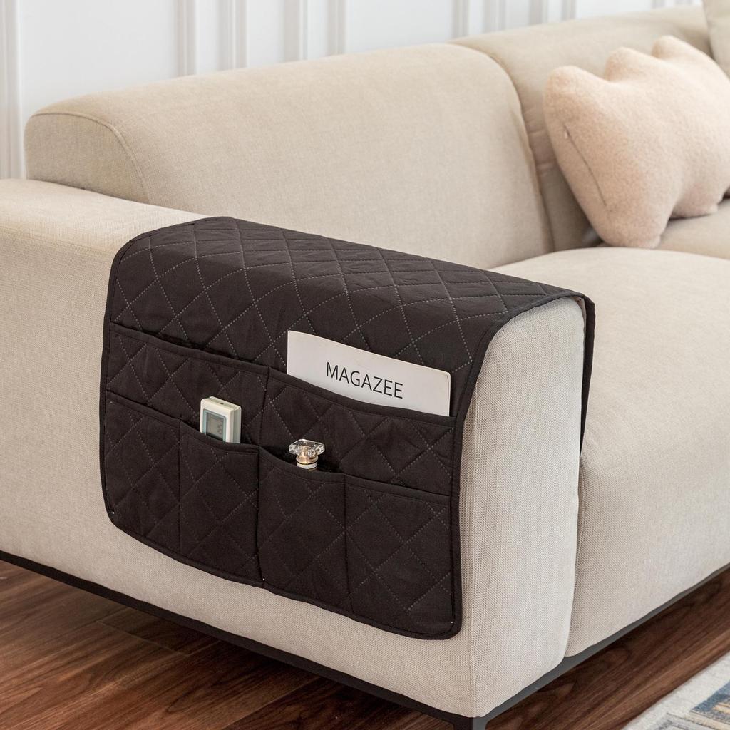 Multifunctional Sofa Armrest Organizer with Storage Pockets for Magazines and Remotes