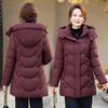 Middle-aged and elderly large-size cotton-padded clothes, women's medium and long hats, removable winter mother's clothing temperament, thickened cott