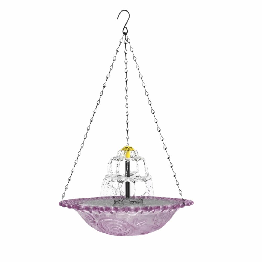 

Creative Solar Fountain Floating Water Feature Hanging Bird Bath Fountain Garden Decor Double Layer Purple