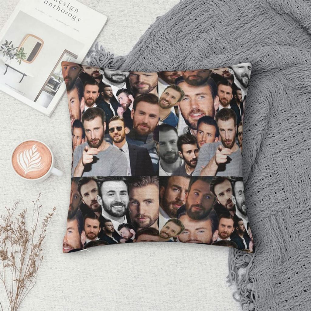 Chris Evans Collage Square Pillowcase Pillow Cover Cushion Throw Pillow for Home Bedroom Car