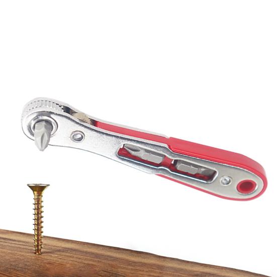 Chiave a cricchetto con manico antiscivolo Design a doppia testa Compatta Portatile Avanti Indietro Gomito a croce Chiave a testa piatta