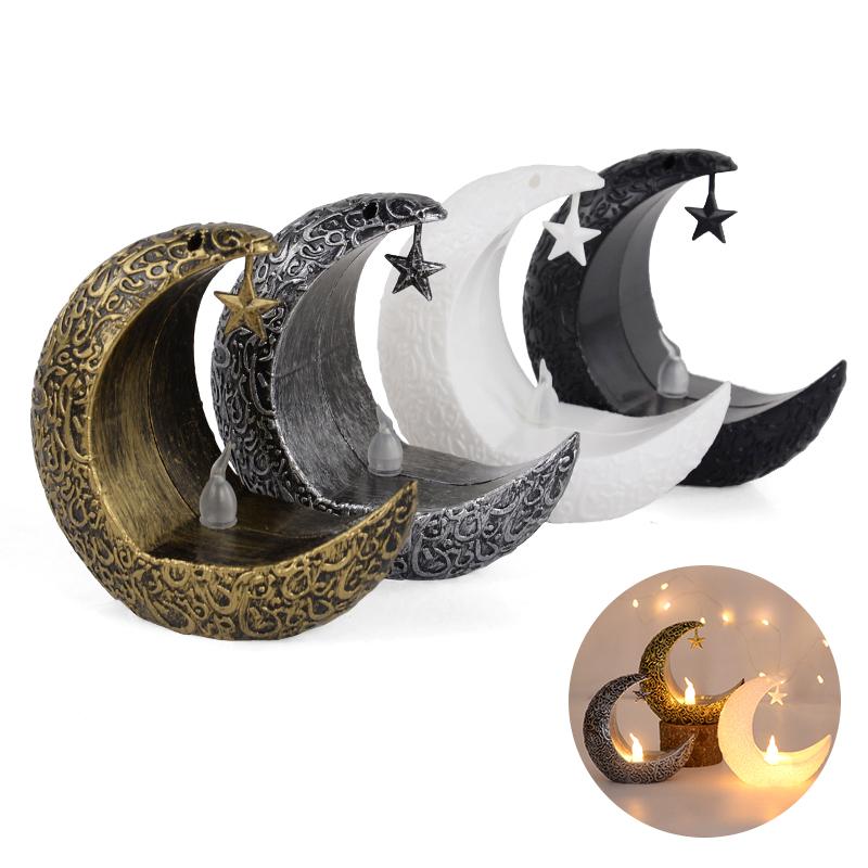 Eid Mubarak LED Candle Light Moon Star Ornaments 2024 Ramadan Kareem Home Decoration Eid Al Adha Gift Festival Party Supplies