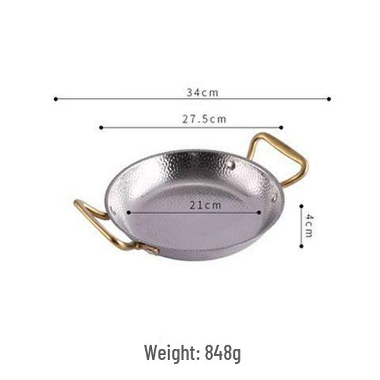 Stainless Steel Double Handle Flat-Bottomed Pan for Seafood, Fried Chicken, and Lobster