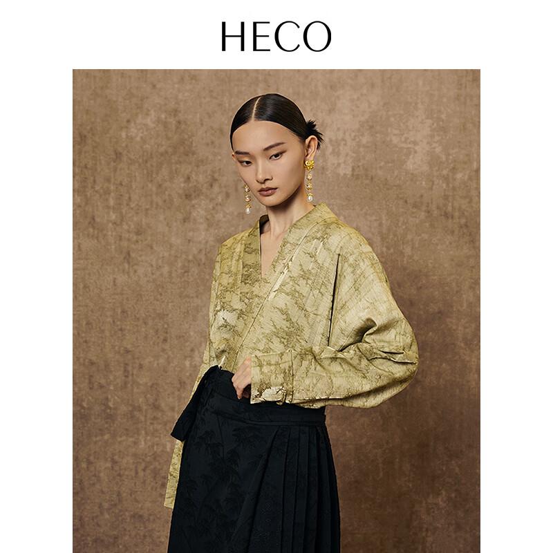 Heco Новая блузка в китайском стиле с жаккардовым узором, косой планкой и завязками XL