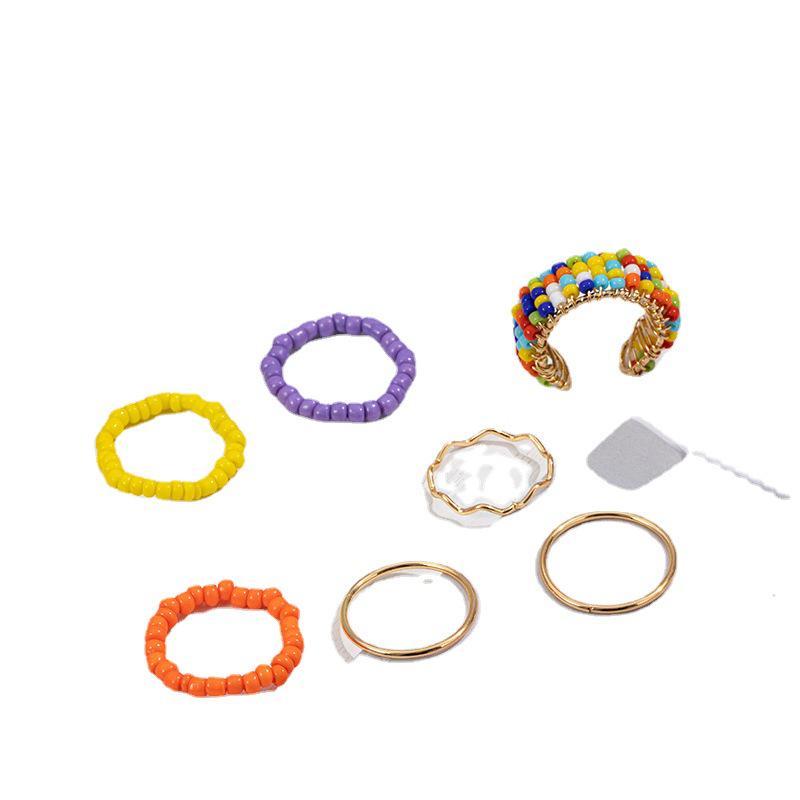 European & American Minimalist Luxury Colorful Ladies' Ring Set